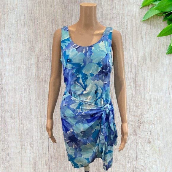 PAUL HARRIS -- Mini Sundress, Wraparound, Tropical, Front Tie/Back Zip - Picture 2 of 16